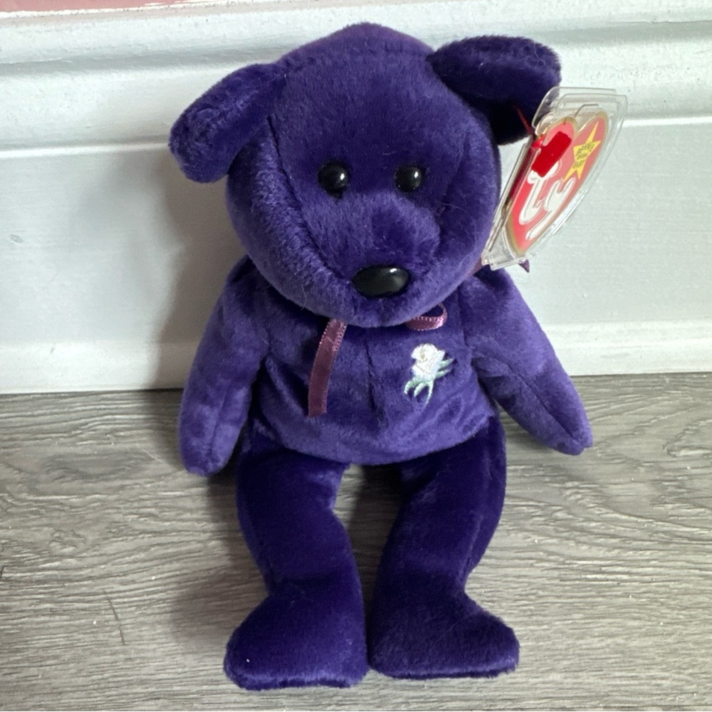 Ty Beanie Babies 1997 Princess Diana Bear Toy Purple Stuffed Animal